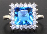 Princess Cut 3.50 ct Blue Topaz Designer Ring
