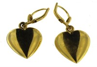 14kt Gold Heart Dangle Earrings