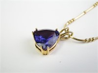 Gold Vermeil & Trillion Cut Amethyst Pendant