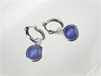 Sterling Silver & Lavender Jade Dangle Earrings