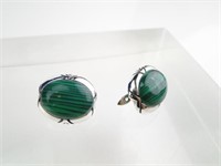 Sterling Silver & Malachite Earrings