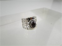 Sterling Silver & Amethyst Open Scroll Ring, +