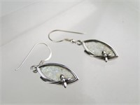 Sterling Silver & Abalone Fish Outline Dangle +