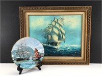 Collector Plate & Nautical Painting