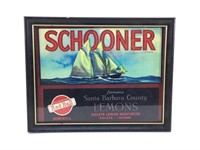 Schooner Lemons Crate Label -Framed