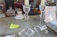 CRYSTAL CANDLE HOLDERS W/ CANDLES