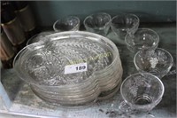 PRESSED GLASS SNACK PLATES WITH CUPS