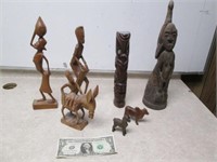 Lot of Wood Carved Statues/Figures