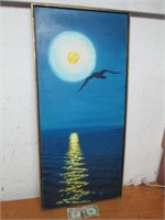 Nice Original Moonlight Over Water Painting -