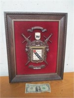 Framed 3-D Wilkins Halberts Coat Of Arms
