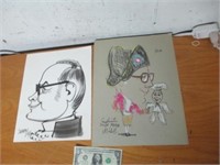 2 Oscar Mayer Family Caricature Drawings - 1 w/