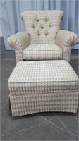 UPHOLSTERED CHAIR AND OTTOMAN