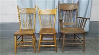 3 PRESS BACK CHAIRS
