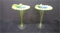 JACK IN THE PULPIT GREEN GLASS VASES