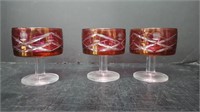 3 CRANBERRY GLASS CUPS