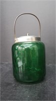 GREEN GLASS BISCUIT JAR