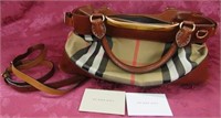BURBERRY PLAID PURSE WITH LEATHER TRIM