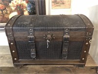 Vintage Leather And Wood Trunk