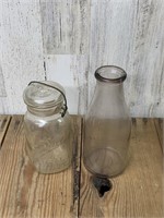 Vintage Milk Bottle And Ball Mason Jar