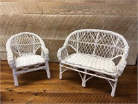 Miniature Whicker Chair and Love Seat