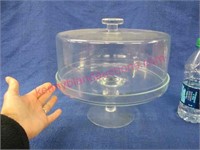 2pc clear glass cake stand and dome