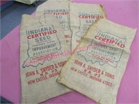 4 vintage "ind certified seed" burlap sacks (1of6)