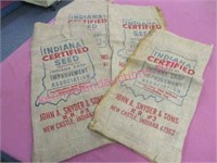 4 vintage "ind certified seed" burlap sacks (2of6)