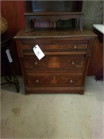 3 Drawer Walnut Marble Top Wash Stand