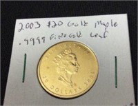 2003 $20 Gold Maple Leaf .9999 Fine Gold