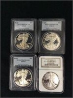 4 American Silver Eagle $1 Coins- 3 1998-P &