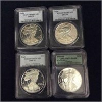 4 Proof Eagle Coins- (2) 2001's, 2003 & 2004