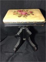 Victorian Piano Stool w/ Embroidered Top