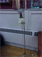 Vintage Brass Adjustable Pole Lamp w/ Hand Painted