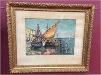 Vessel at Port Watercolor  by Howakowski