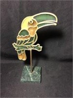 Brass-wrapped Tucan w/ Marble Stand
