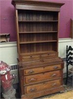 Victorian Walnut 1870's Desk / Bookcase Combo