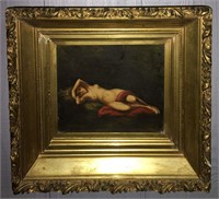 W. Moralt Oil On Canvas Of Nude