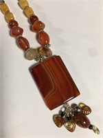 Stone Beaded Pendant Necklace