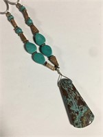 Turquoise & Stone Beaded Pendant Necklace