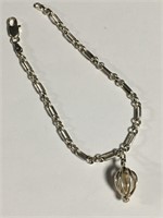 Italy Sterling Silver Bracelet With Pearl Charm