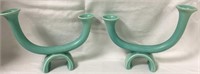 Pair Of Germany Art Pottery Candle Sticks