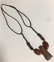 Polished Stone Bead Pendant Necklace
