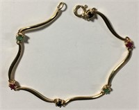 Sterling Goldwash Bracelet With Colored Stones