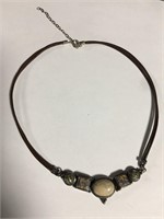 Sterling & Stone Pendant Necklace On Leather