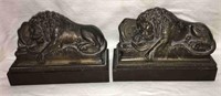 Pair Of French Metal Lion Sculptures