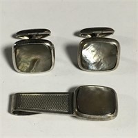 Simmons Sterling Of Tie Tack & Cuff Links