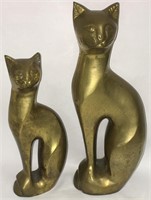 Pair Of Brass / Bronze Cat Sculptures
