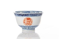 CHINESE IRON RED, BLUE & WHITE PORCELAIN BOWL