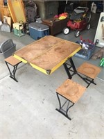 Vintage Metal Camp Table & Chairs