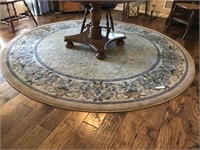 Blue and Tan Round Area Rug
